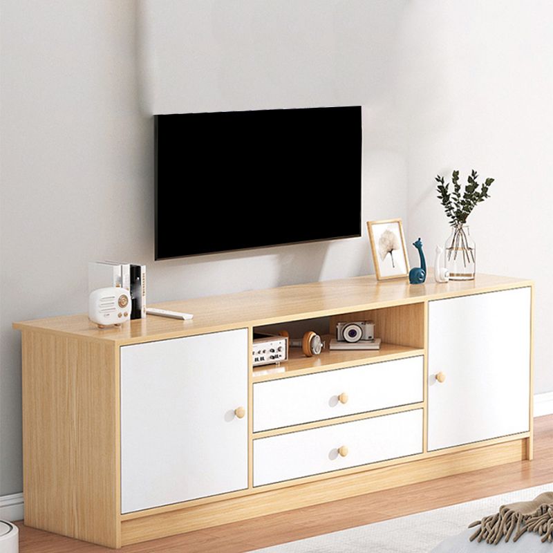 Scandinavian Style TV Stand Wood Open Storage Stand Console with Shelf