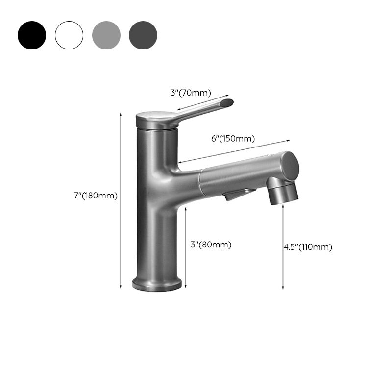 Contemporary Vessel Faucet Copper Single Handle Low Arc Retractable Vessel Faucet for Home