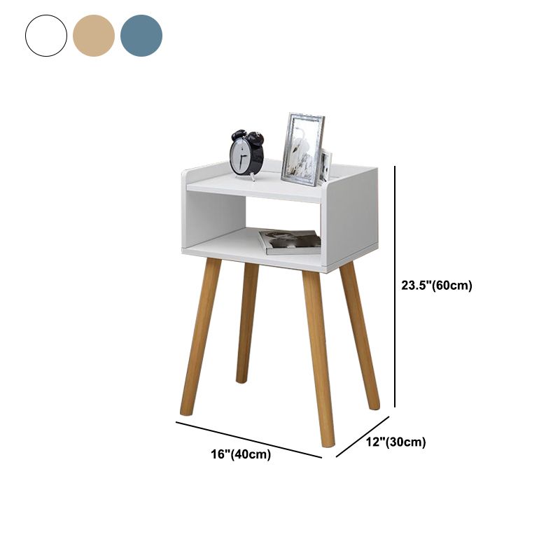 22.4" /23.6" Tall Wooden Nightstand in Blue/white / Natural Modern Night Stand