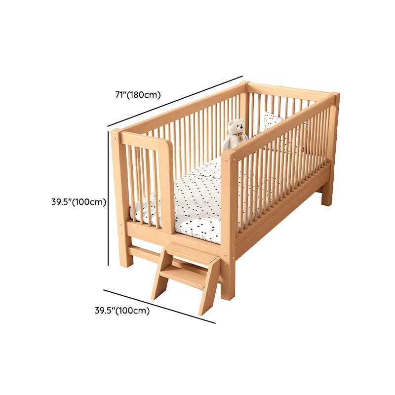 Solid Wood Nursery Bed 39.4" High Natural Convertible Baby Crib