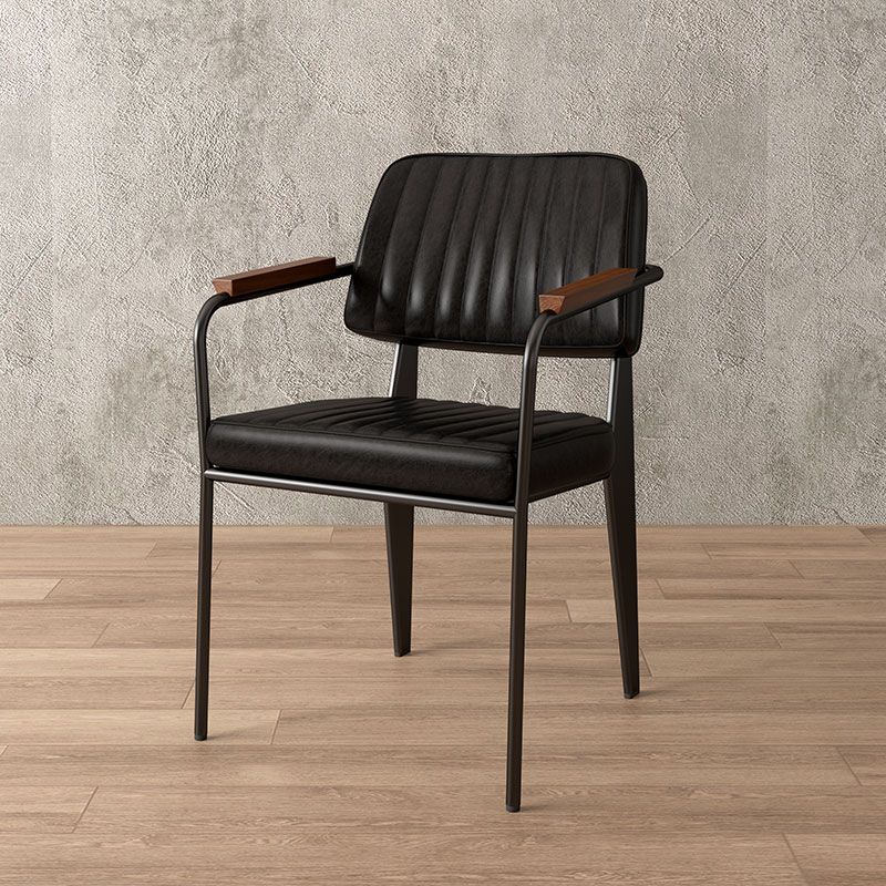 Industrial Style Arm Chair Leather Open Back Dining Chair for Home