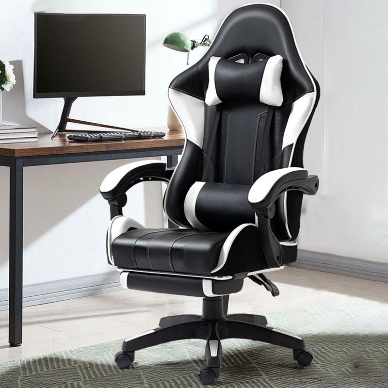 Modern Desk Chair Faux Leather Computer Chair High-Back Chair with Wheels