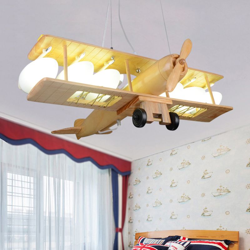 Noordse stijl beige hanglamp licht glidervormig houthangend licht voor de kleuterschool