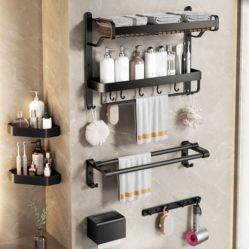 Modern Bathroom Set Matte Black Bath Shelf Towel Bar Bathroom Accessory Kit