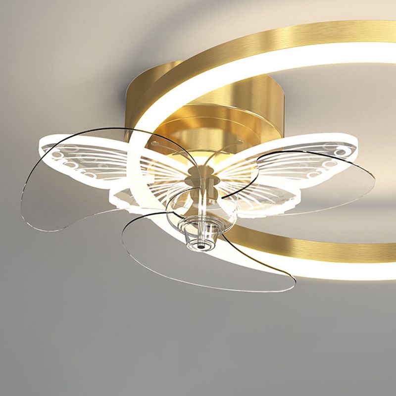 Contemporary LED Circle Fan Ceiling in Black / Gold Finish Metal Fan Lighting