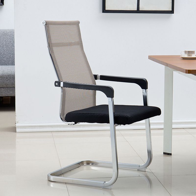 Contemporary Ergonomic Office Chair No Wheels Fixed Arms Task Chair