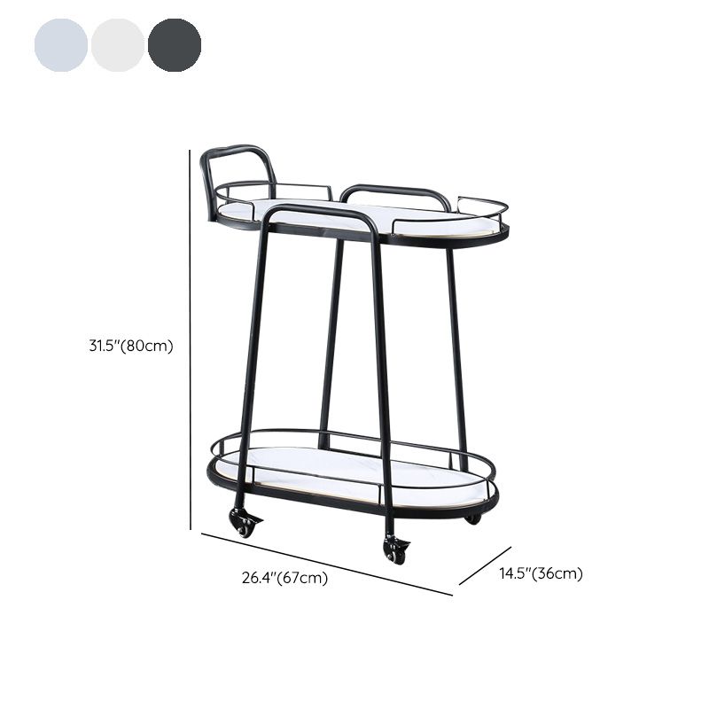 Contemporary Style Oval Prep Table Rolling Metal Prep Table for Kitchen