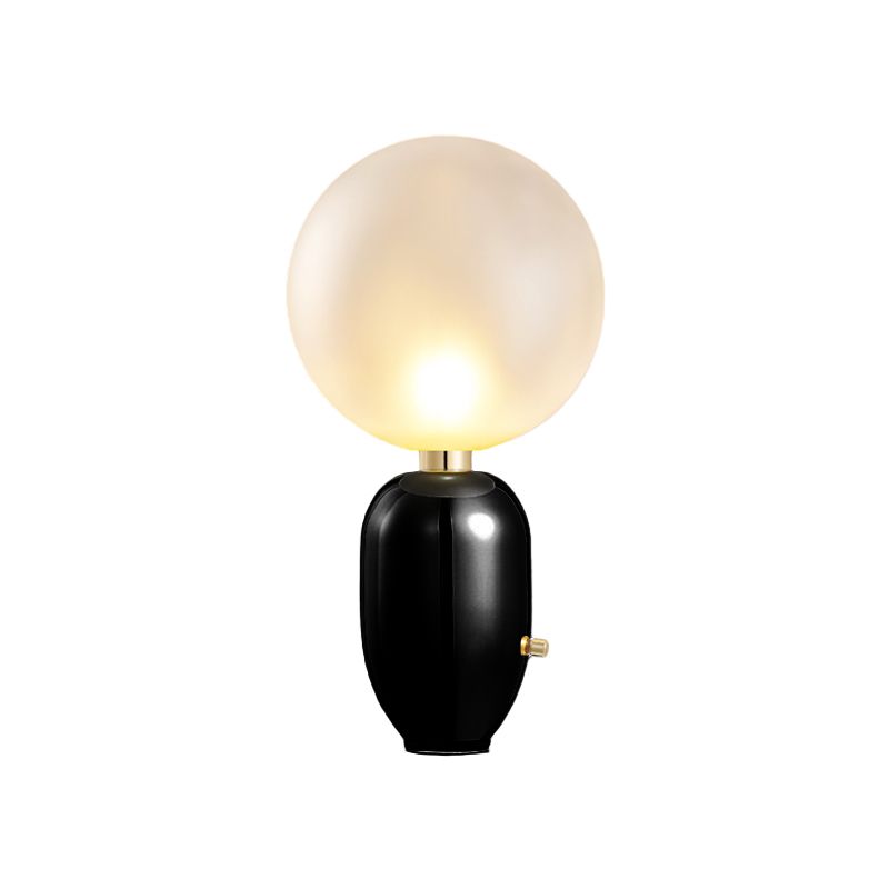 Capsule Table Lighting Modern Metallic 1 Light Living Room LED Desk Lamp in Black/Gold with Orb White Glass Shade