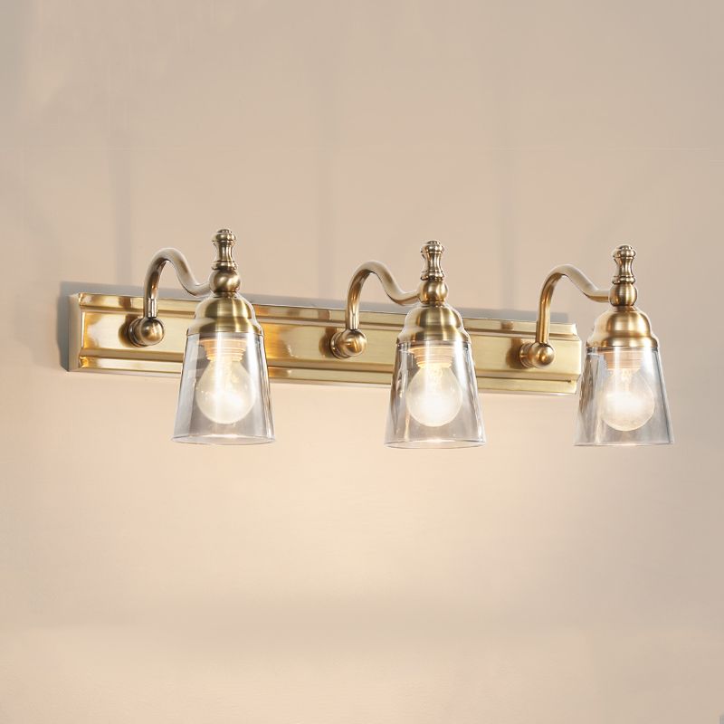 Modern Metal Wall Sconce Geometric Shape Vanity Lamp with Glass Shade for Bathroom