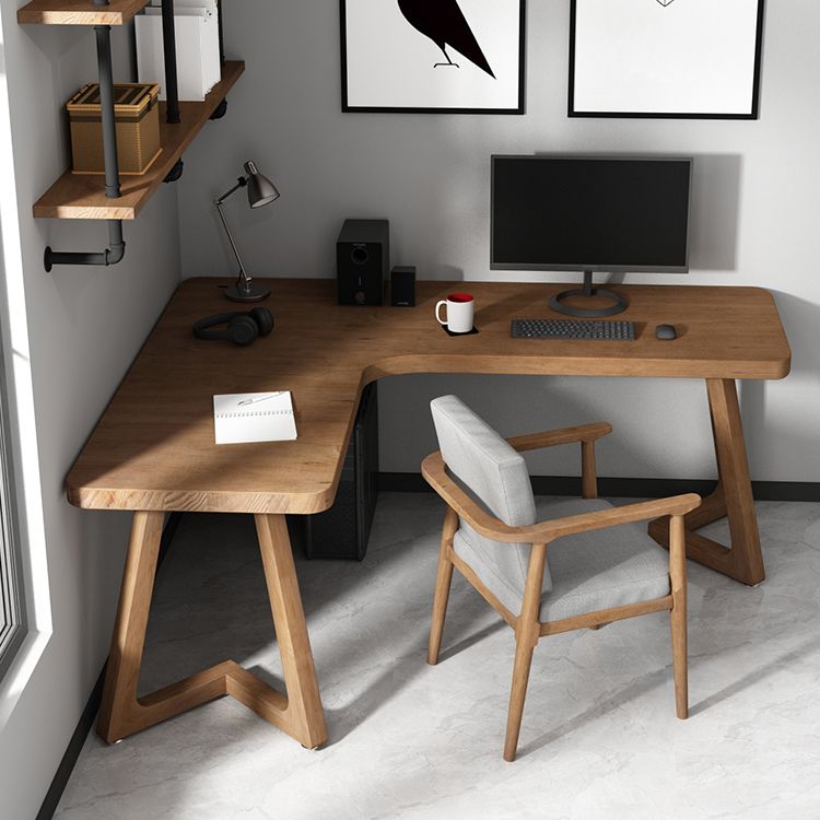 Contemporary Pine Writing Desk L-Shape Office Desk for Office