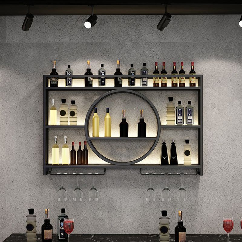 Wall Mounted Wine Rack Metal Wine Bottle & Glass Rack without Light