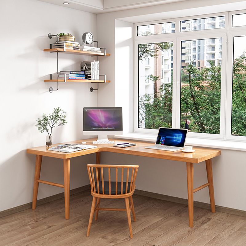 29.5-inch Height Natural Wooden Office Desk Modern L-shape Writing Desk for Home