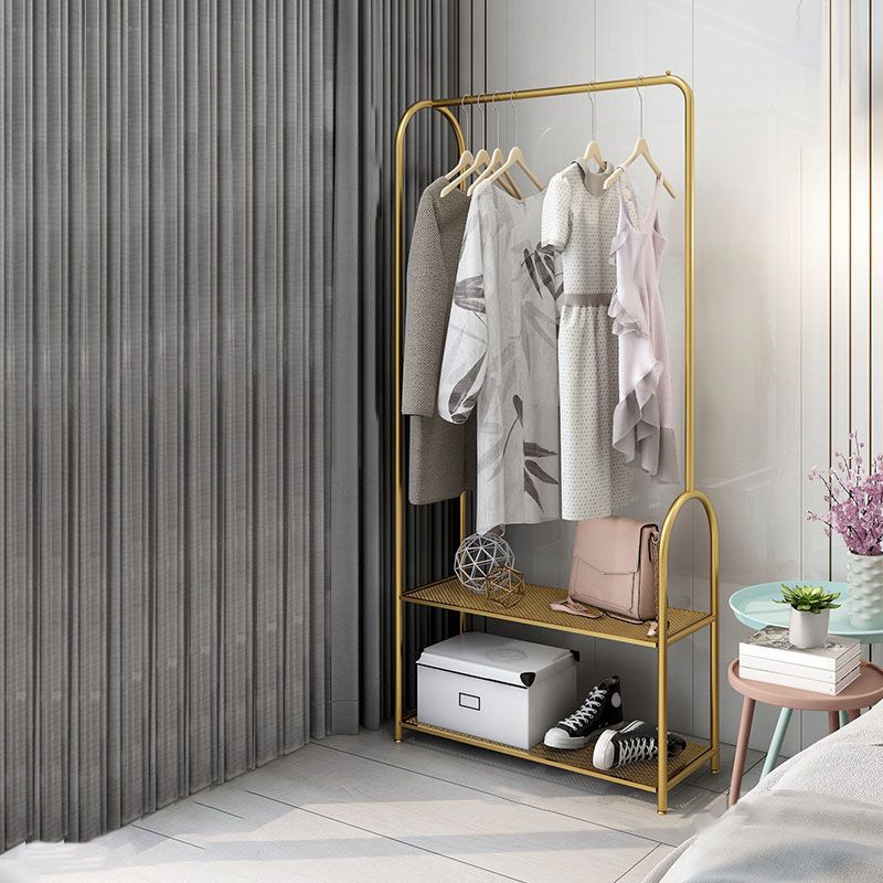 Contemporary Plain Coat Rack Metal Coat Rack with Storage Shelving