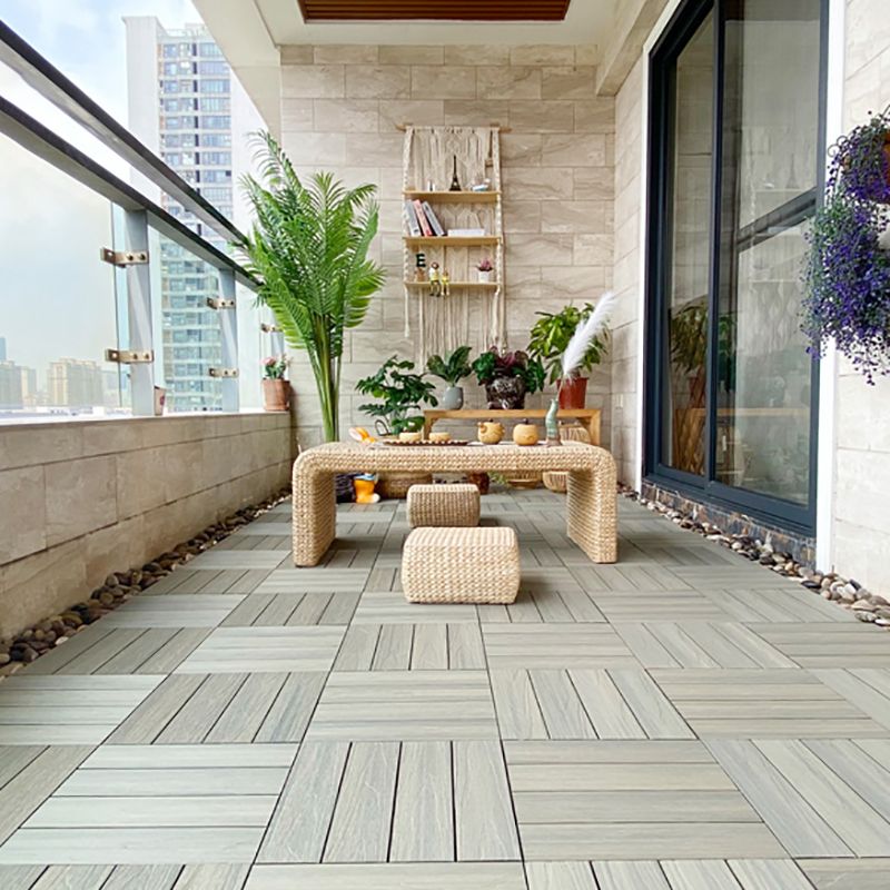 Engineered Square Flooring Tiles Water Resistant Interlocking for Patio Garden