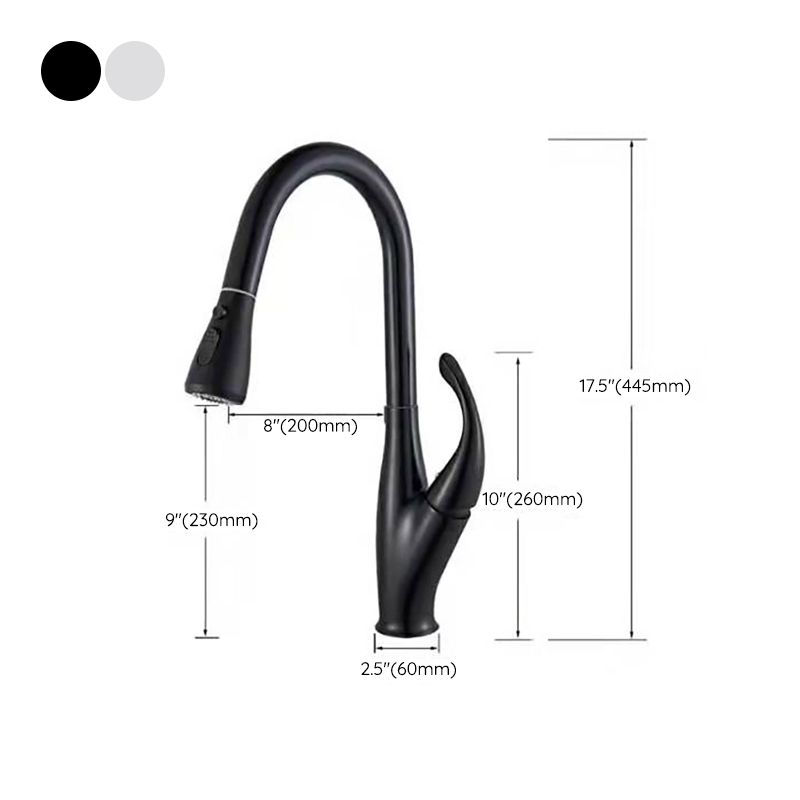 Modern 1-Handle Faucet Black/Silver Copper with Pull out Sprayer Faucet