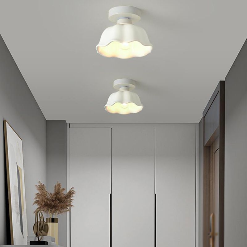 Modern White Shaded Ceiling Light Flush Mount Lighting for Bedroom