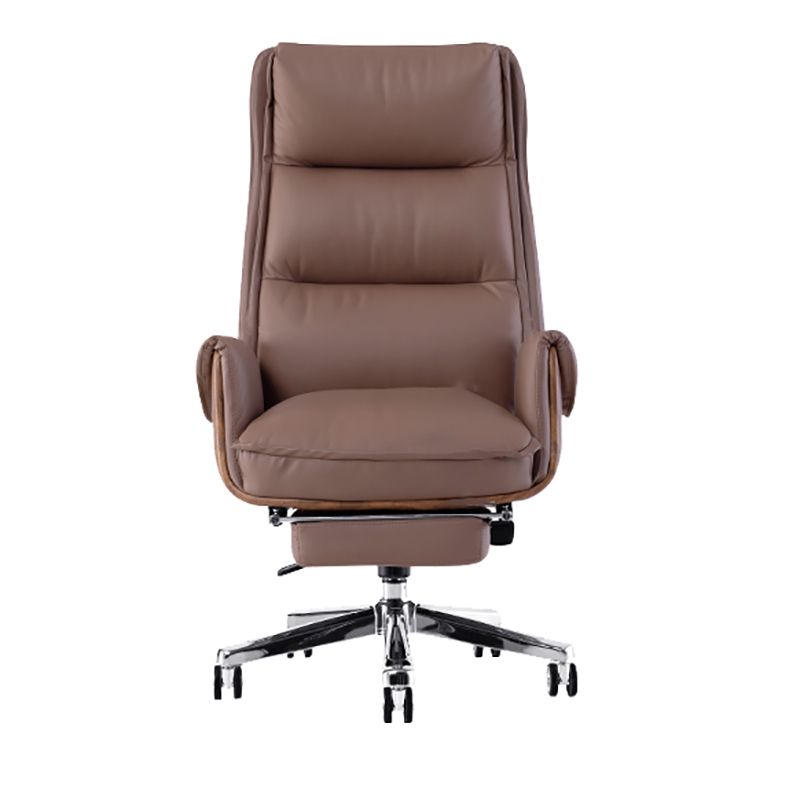 Faux Leather Executive Chair High Back Padded Arms Chair with Wheels