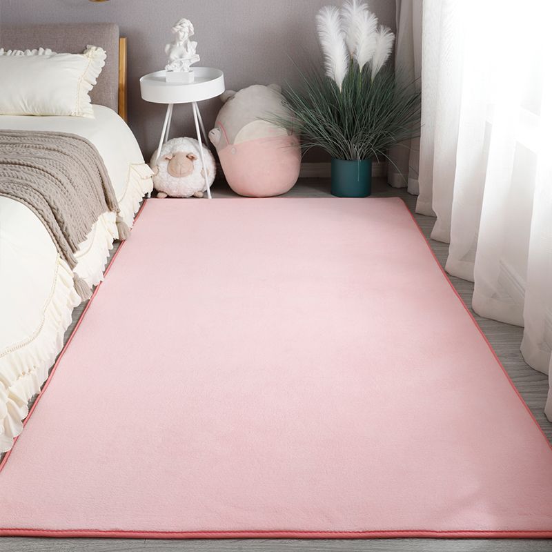 Modern Pure Color Area Rug Polyester Area Carpet Anti-Slip Easy Care Rug for Bedroom