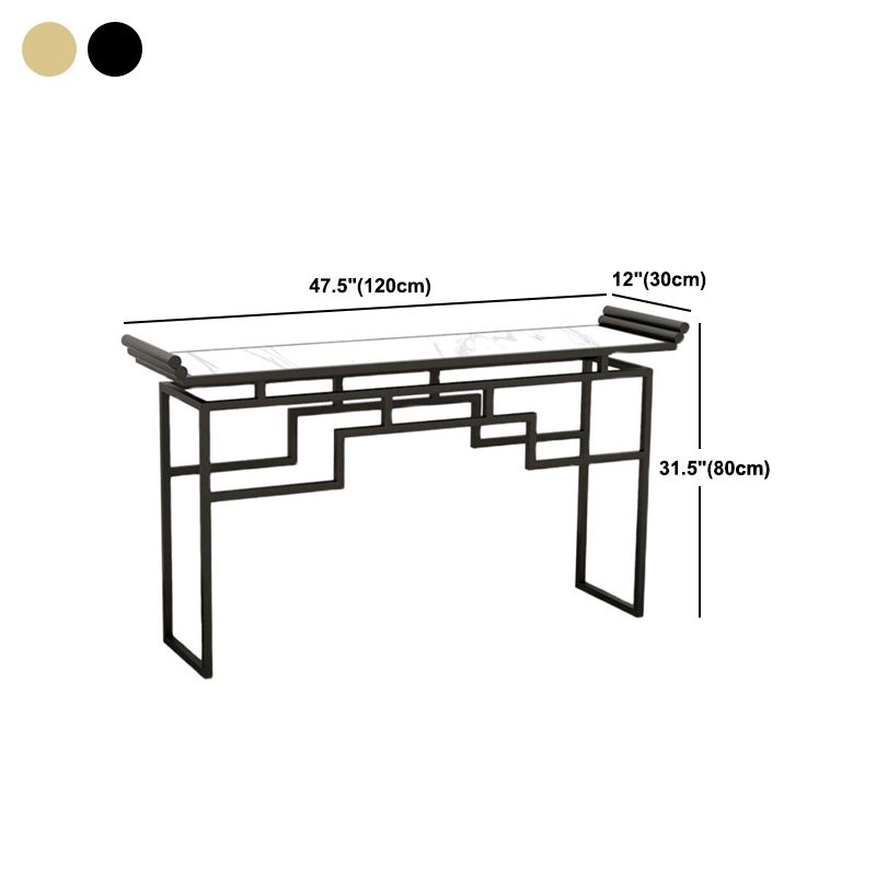 11"W Contemporary Console Table Stone White Rectangle Console Sofa Table