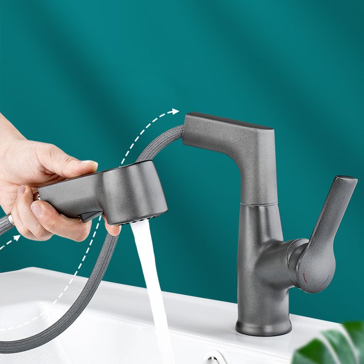 Modern Low Arc Sink Faucet with Single Handle Bathroom Lifting Faucet