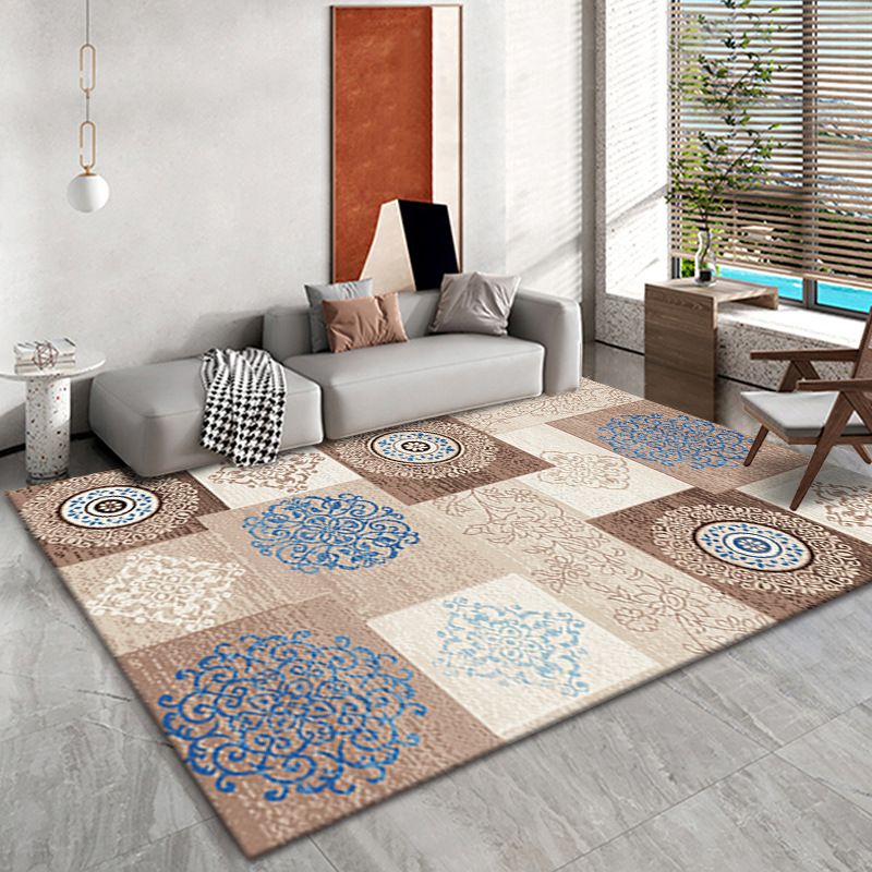 Bohemian Living Room Area Carpet American Pattern Polyester Area Rug Stain Resistant Rug