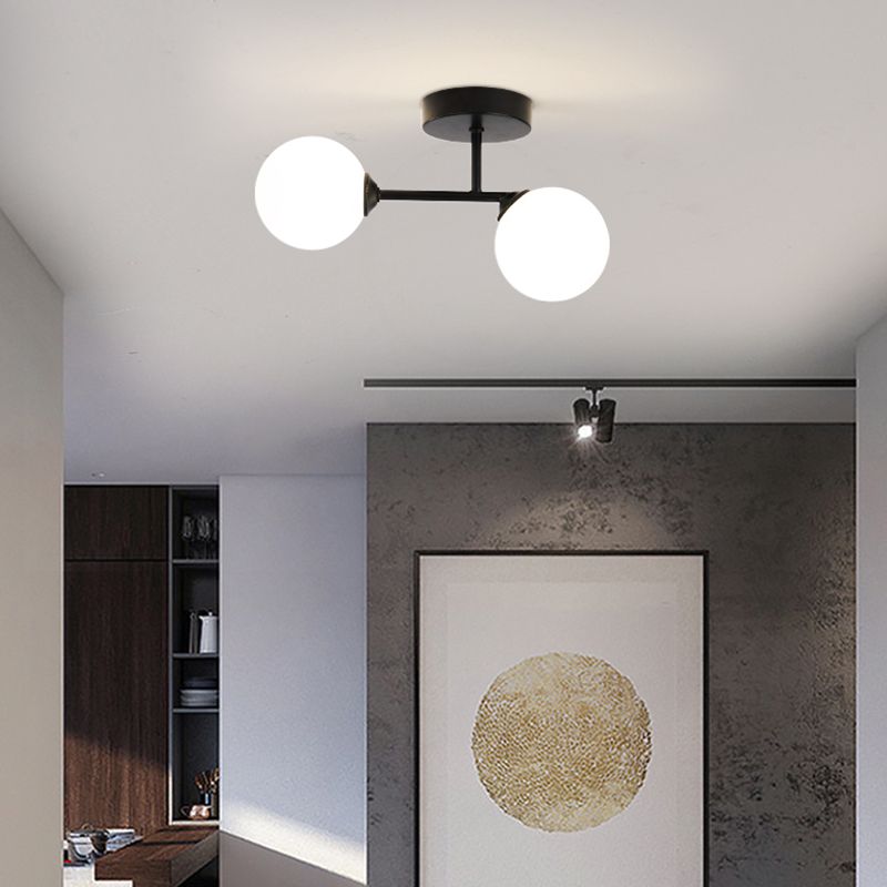 Modern Spherical Ceiling Mount Light with Glass Shade for Aisle