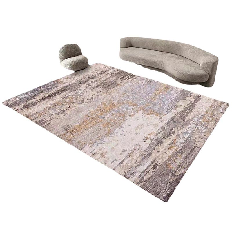 Gray Modern Rug Polyester Graphic Rug Non-Slip Backing Rug for Drawing Room