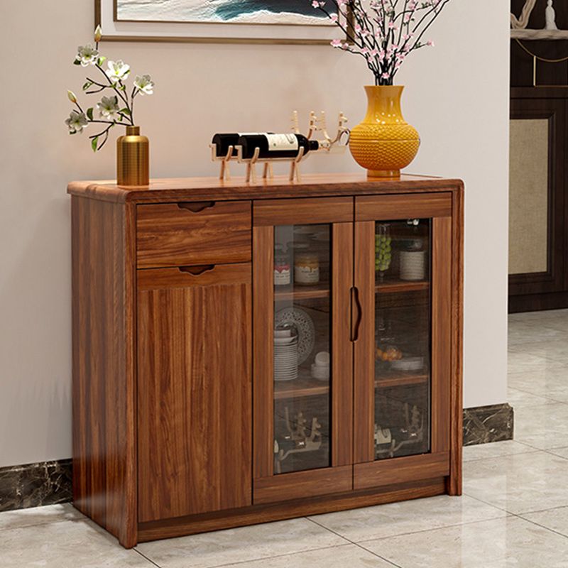 Modern Sideboard in Brown Solid Wood Dining Sideboard with Doors for Living Room