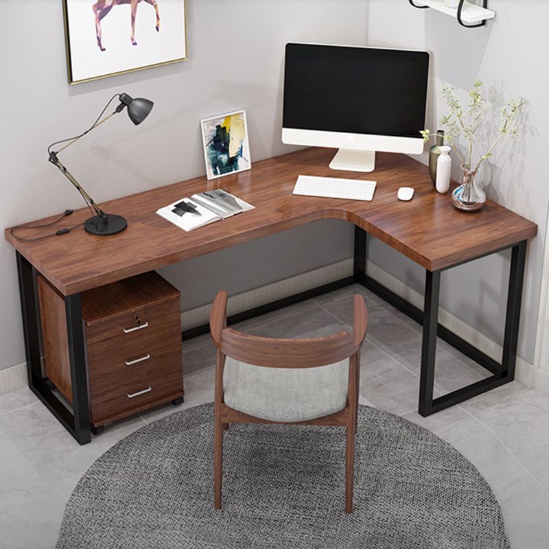 Home Writing Table Industrial L-Shape Solid Wood Working Desk