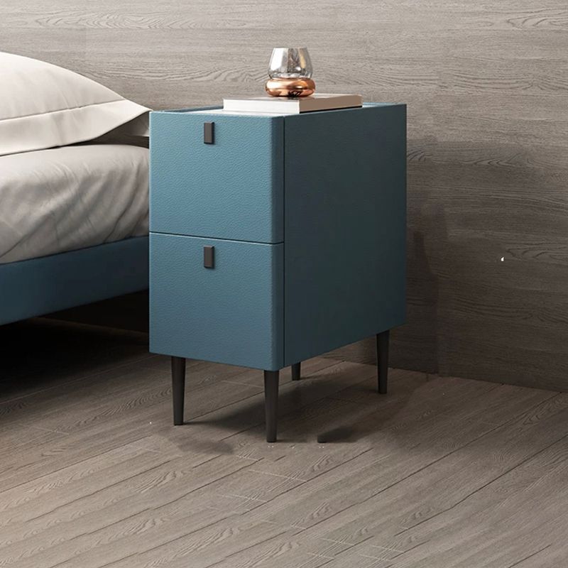 Modern Style Leather Polychromatic Choice of Black Cabinet Leg Nightstand