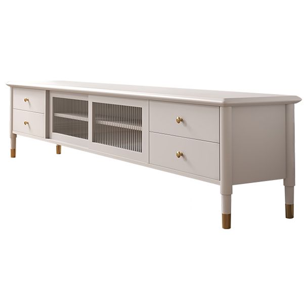 Rubberwood Modern TV Stand Wooden TV Console with Drawers and Legs