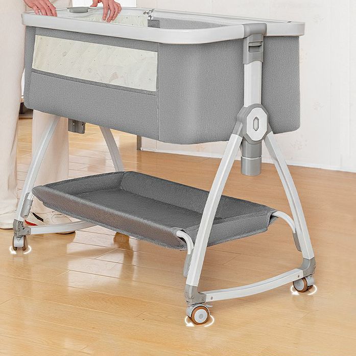 Metal Rectangle Folding Bedside Crib Gliding and Rocking Crib Cradle for Baby