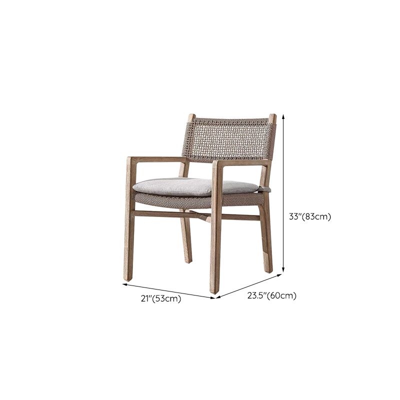 Contemporary Teak  Armchair Solid Wood Dining Armchair with Upholstered