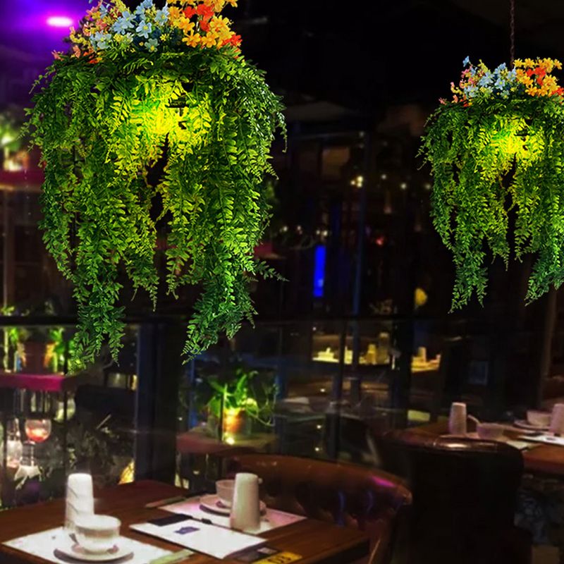 Industriële planten plafond hanglamp 1 kop ijzer hangende verlichtingsarmatuur in roze/groen voor restaurant