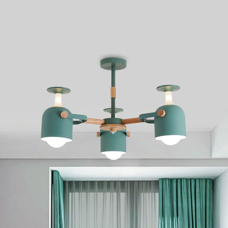 Green/Grey/White Goblet Shaped Chandelier Light Nordic Candy Colored Pendant Light for Kid Bedroom Kindergarten