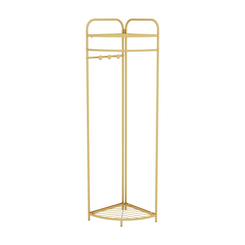 Contemporary Style Coat Hanger Multilayer Shelves Metallic Entry Coat Rack