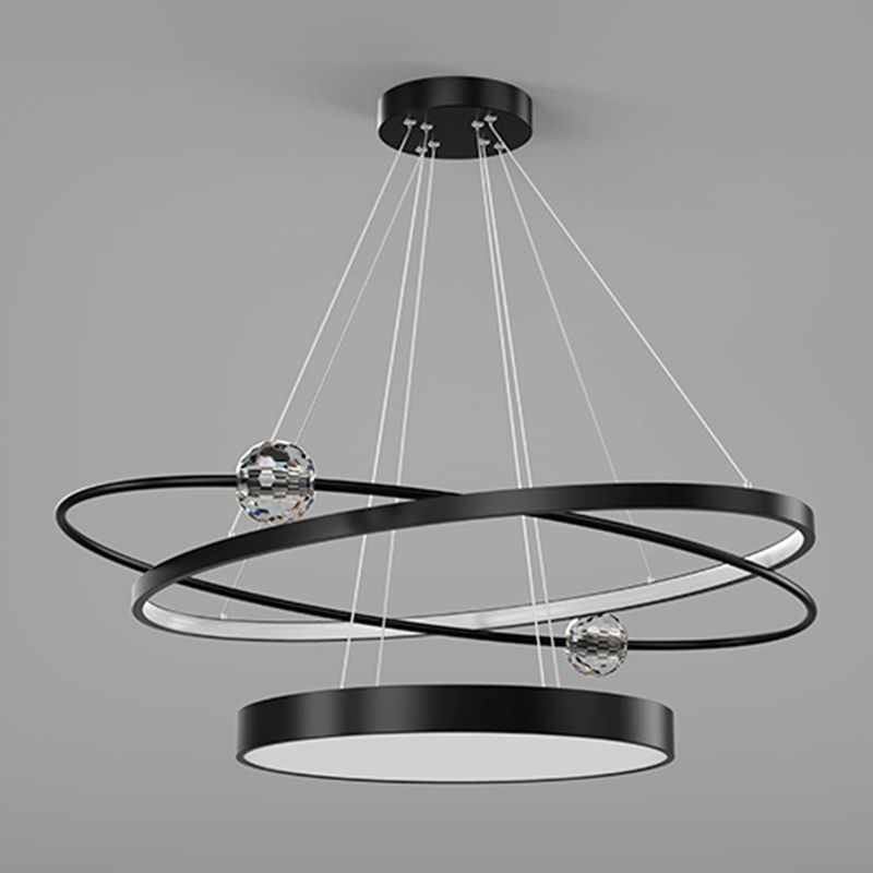 Nordic Circle Chandelier Metal Layered LED Chandelier Pendant for Restaurant