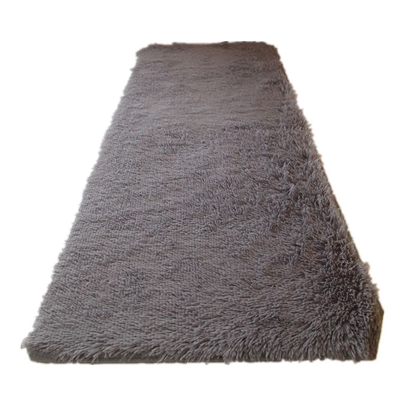 Contemporary Solid Shag Rug Polyester Carpet Non-Slip Backing Indoor Carpet for Adult's Bedroom