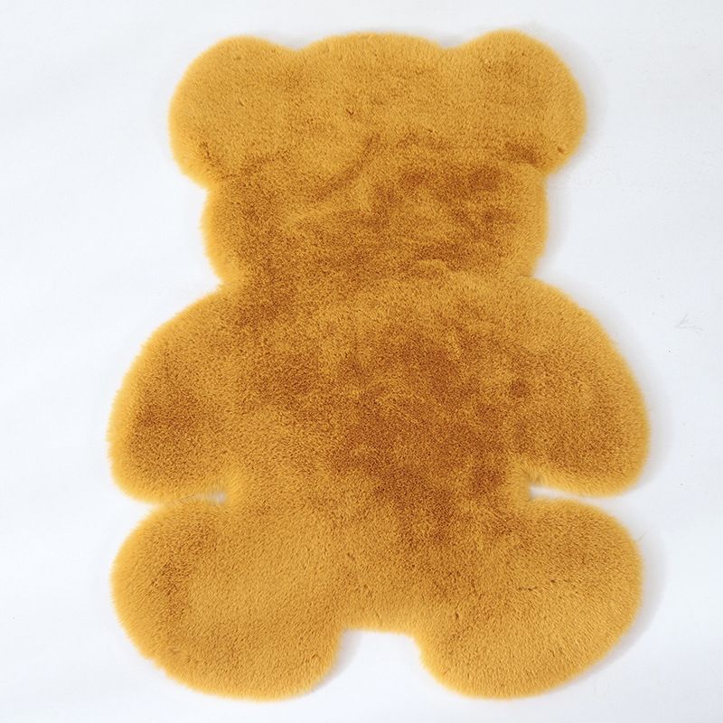 Distinctive Solid Color Shag Rug Funky Bear Shape Carpet Polyester Anti-Slip Carpet for Living Room