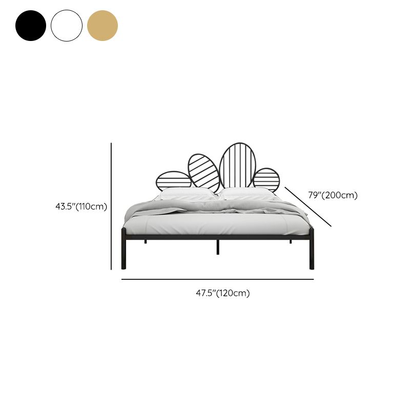 Iron Open-Frame Bed with Headboard and Metal Legs Glam Bed 43.3" H