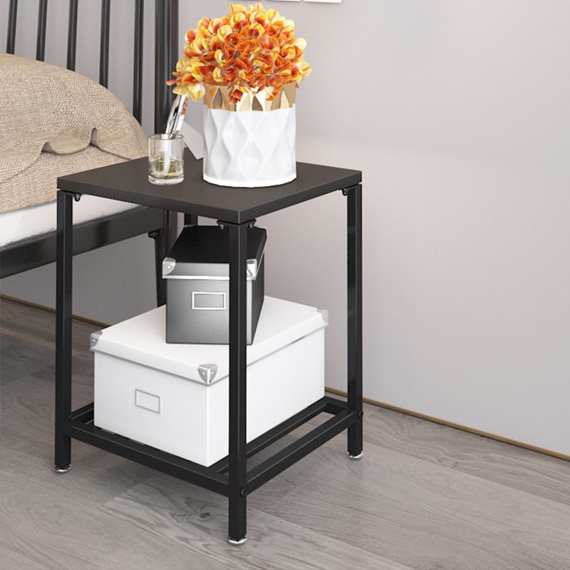 Modern Open Storage Nightstand Metal Night Table with Shelves