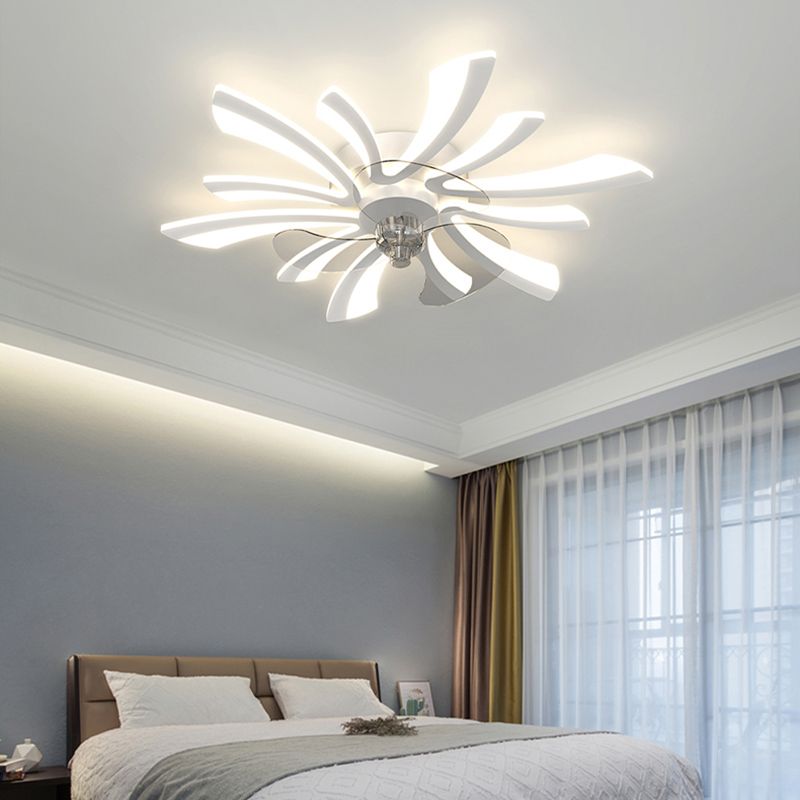 Floral Ceiling Fan Light Modern Style LED Metal Ceiling Light Fixture