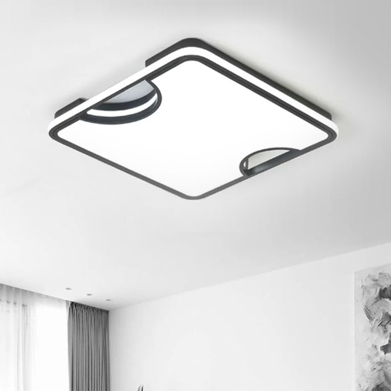 Rechteckig/Quadrat Acryl Flush Deckenleuchte moderne schwarz/weiß integrierte LED Deckenleuchte in Warm/White, 16 "/19.5" /35.5 " W