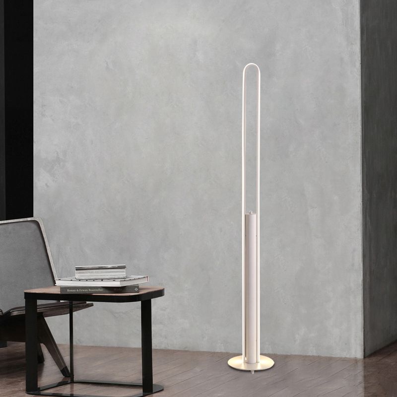 Acrylic Tubular Reading Floor Lighting Minimalist Black/White/Gold LED Standing Lamp in Warm/White Light