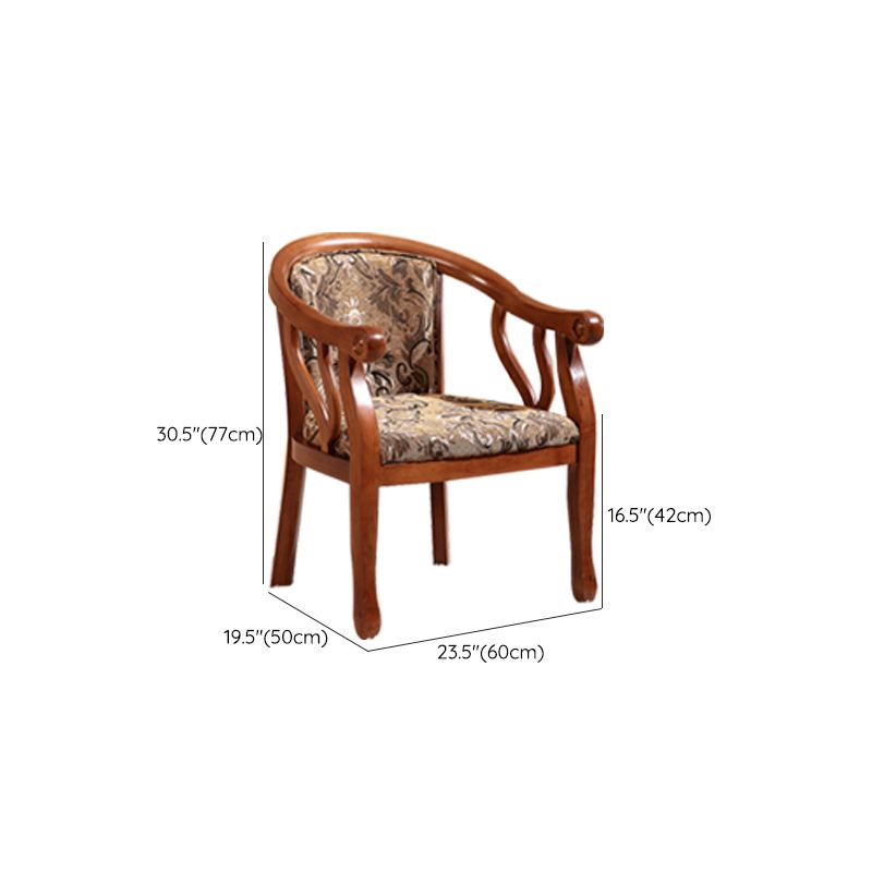 Indoor Dining Arm Chair Solid Wood Frame Dining Chair in Brown