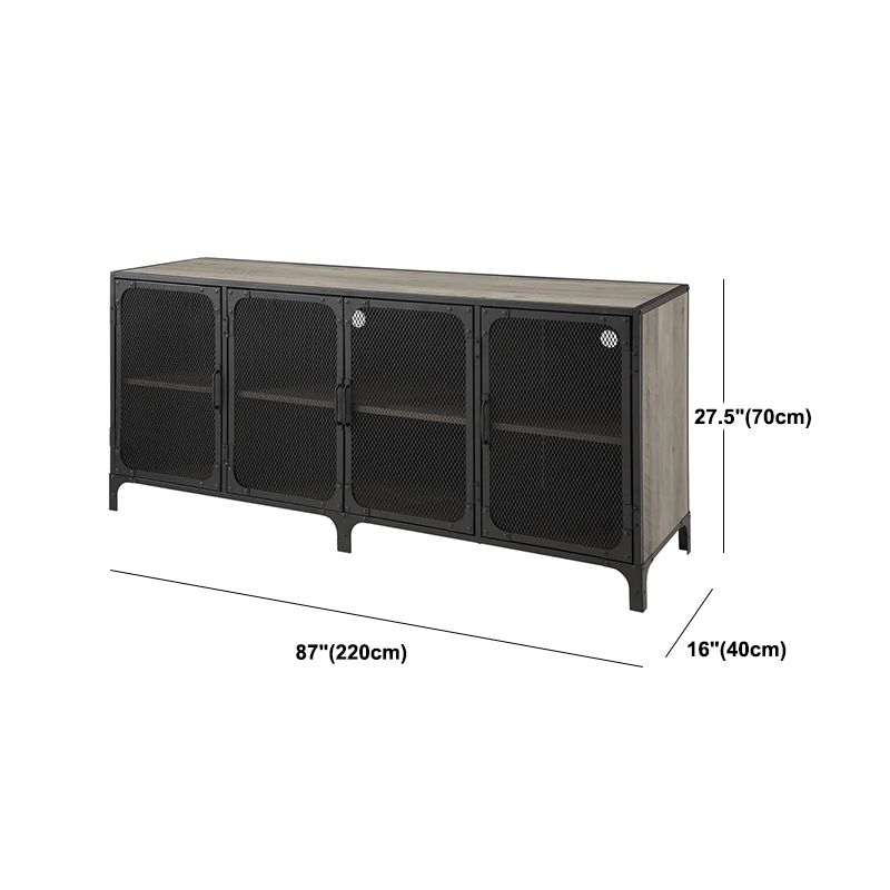 Metal and Wood TV Stand Console Industrial Style Home Enclosed TV Cabinet