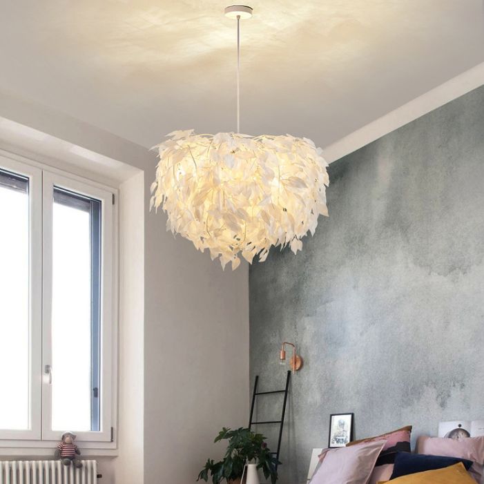 Sphère plume lustre pendentif léger chambre contemporaine luminaire en suspension