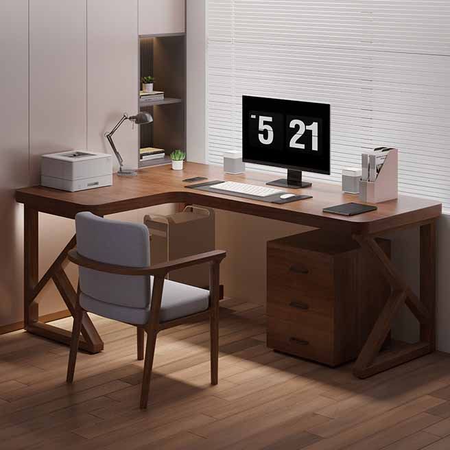 29.25-inch H Modern Writing Desk L-Shape Solid Wood Office Desk