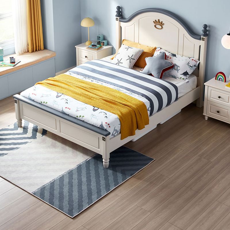 Panel Headboard Kids Bed Solid Wood Standard Bed with Mattress