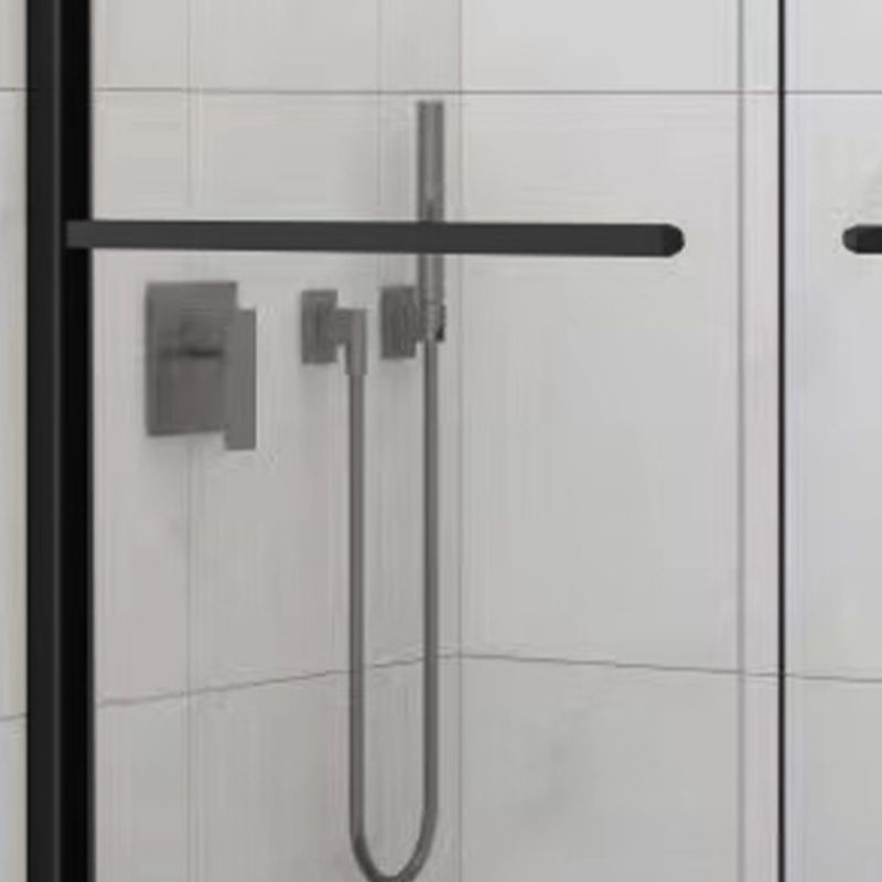 Double Shift Thickened Tempered Glass Shower Door, Semi Frameless Stainless Steel